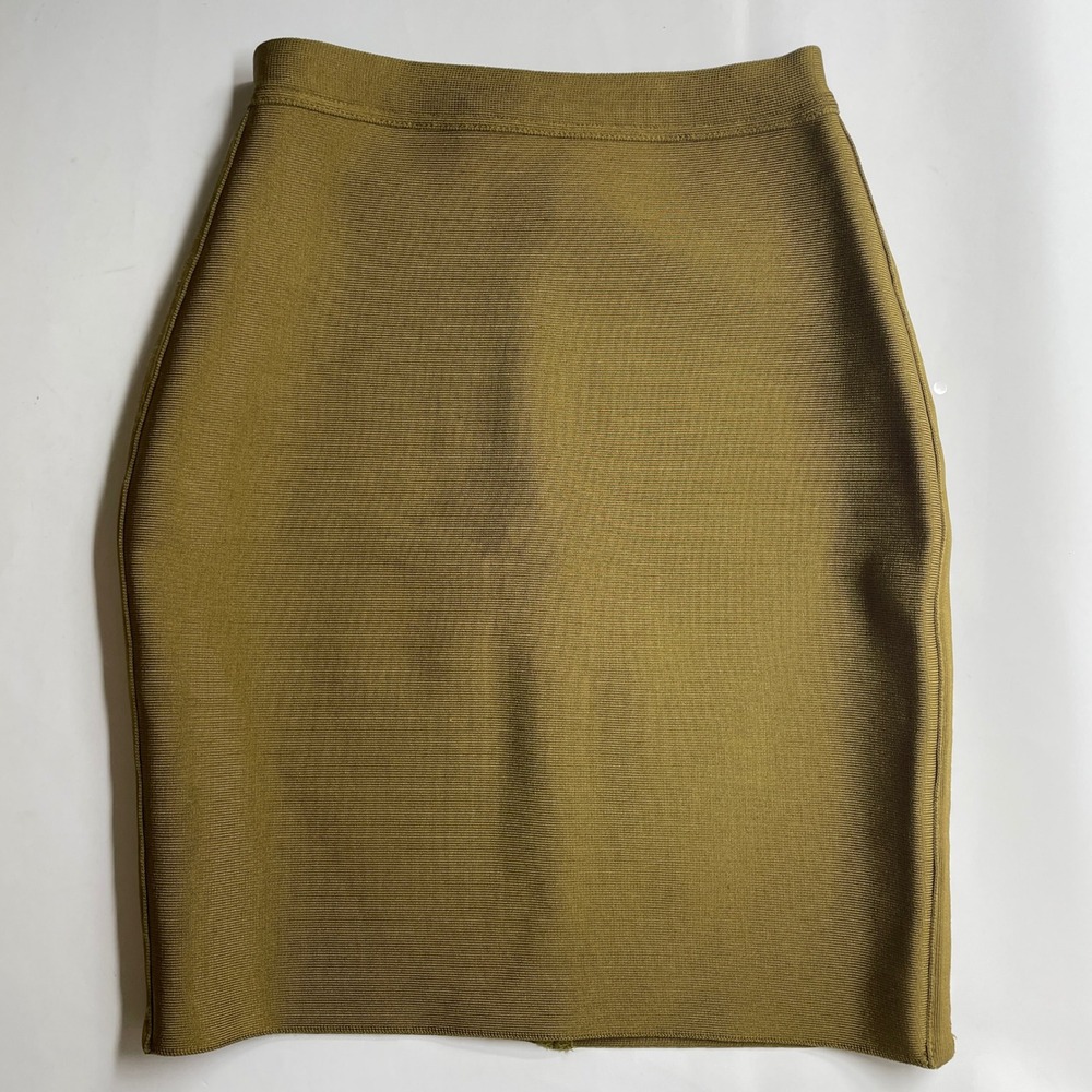 Mistress Rocks LA Olive Green Bandage Mini Skirt Ribbed Bodycon Glam Boss Baby S